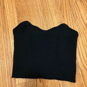 Black Strapless Knit Sweater